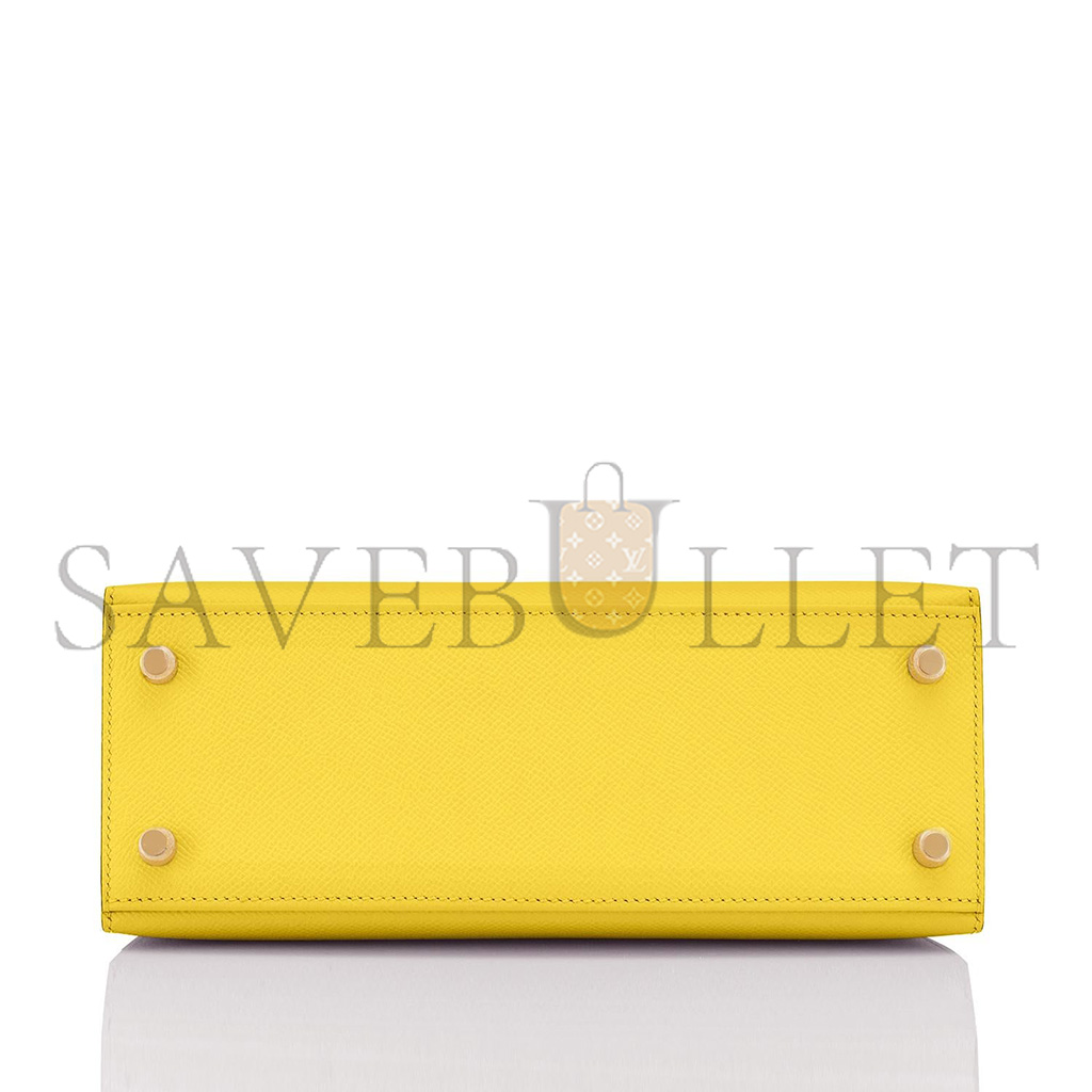 HERMÈS KELLY 25 LEMON YELLOW EPSOM GOLD HARDWARE (25*17*7cm)